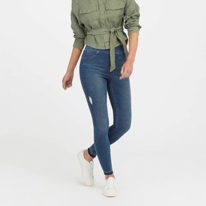 Spanx Distressed Ankle Skinny Jean, Medium Wash, Size L